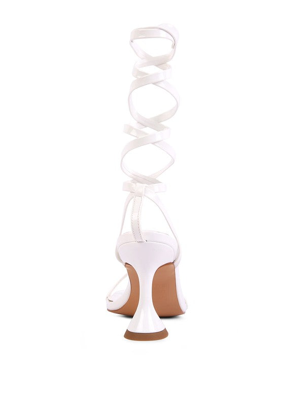 LEWK STRAPPY TIE UP SPOOL HEEL SANDALS - Tigbul's Variety Fashion Shop