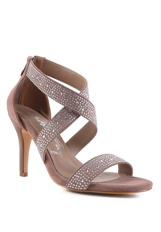 QUEEN BEE Rhinestone High Heeled Sandals - Tigbul's Variety Fashion Shop