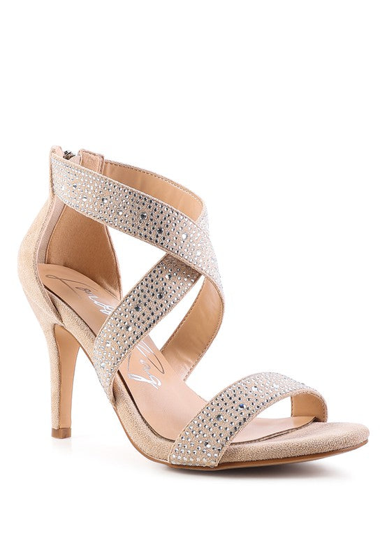 QUEEN BEE Rhinestone High Heeled Sandals - Tigbul's Variety Fashion Shop