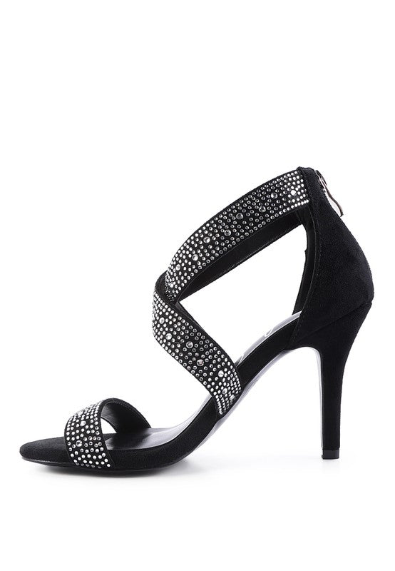 QUEEN BEE Rhinestone High Heeled Sandals - Tigbul's Variety Fashion Shop