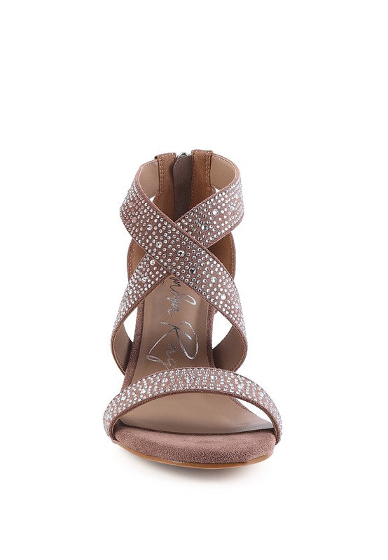 QUEEN BEE Rhinestone High Heeled Sandals - Tigbul's Variety Fashion Shop
