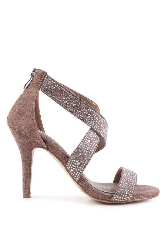 QUEEN BEE Rhinestone High Heeled Sandals - Tigbul's Variety Fashion Shop