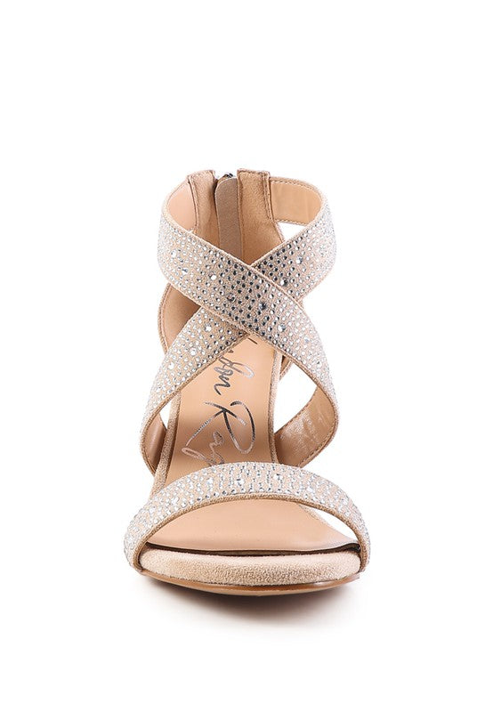 QUEEN BEE Rhinestone High Heeled Sandals - Tigbul's Variety Fashion Shop