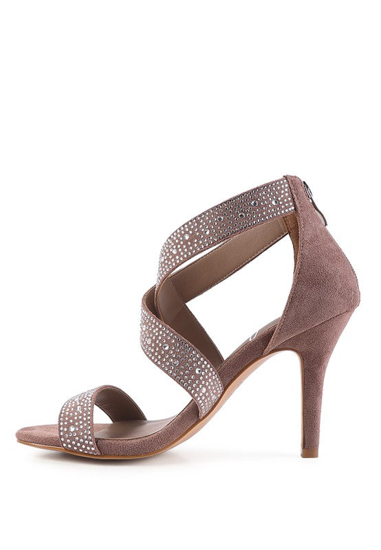 QUEEN BEE Rhinestone High Heeled Sandals - Tigbul's Variety Fashion Shop
