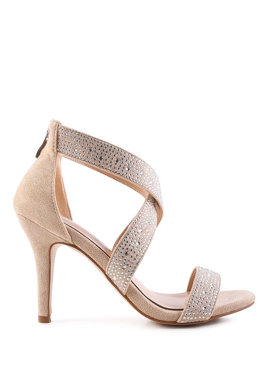 QUEEN BEE Rhinestone High Heeled Sandals - Tigbul's Variety Fashion Shop