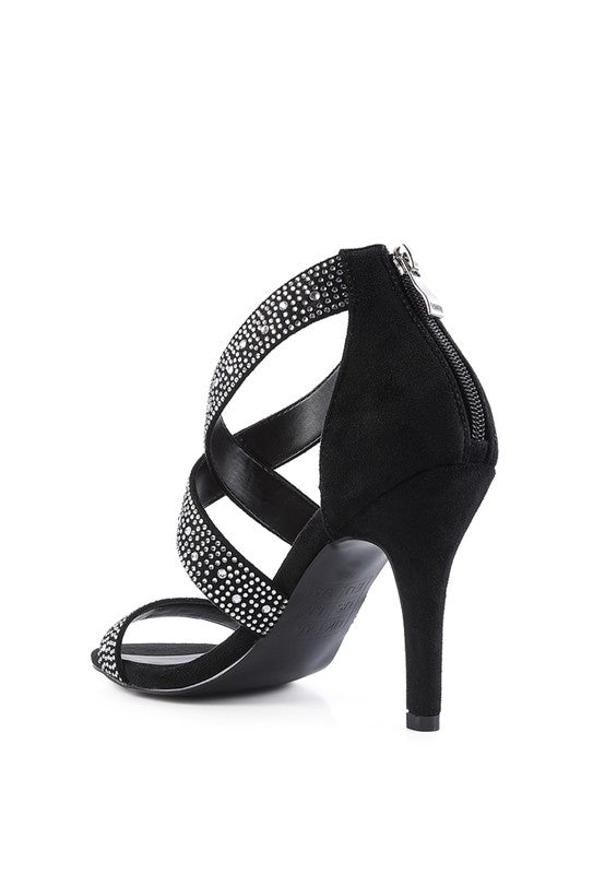 QUEEN BEE Rhinestone High Heeled Sandals - Tigbul's Variety Fashion Shop