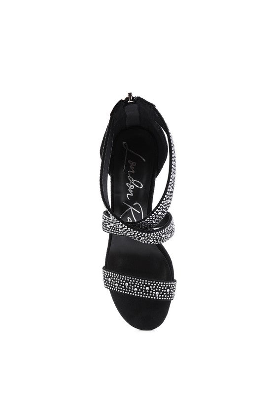 QUEEN BEE Rhinestone High Heeled Sandals - Tigbul's Variety Fashion Shop