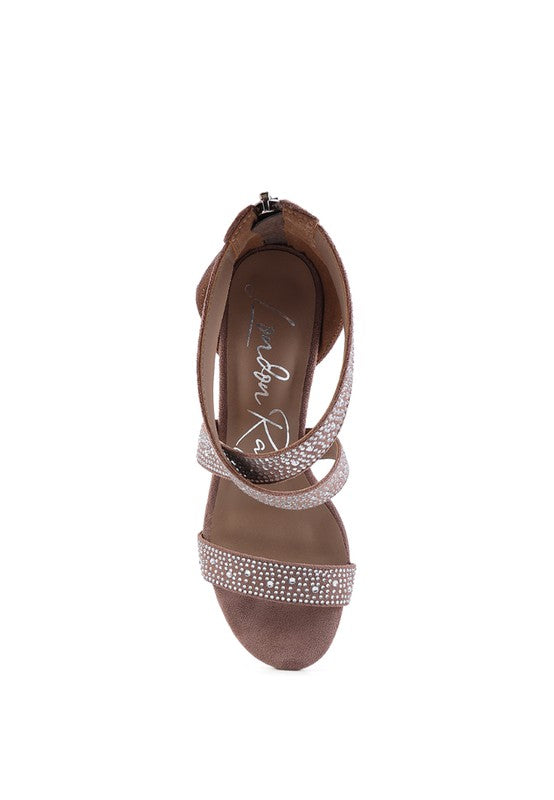 QUEEN BEE Rhinestone High Heeled Sandals - Tigbul's Variety Fashion Shop