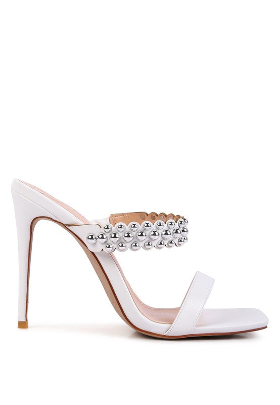 Bandy Stieletto Heel Metal Stud Sandals - Tigbul's Variety Fashion Shop