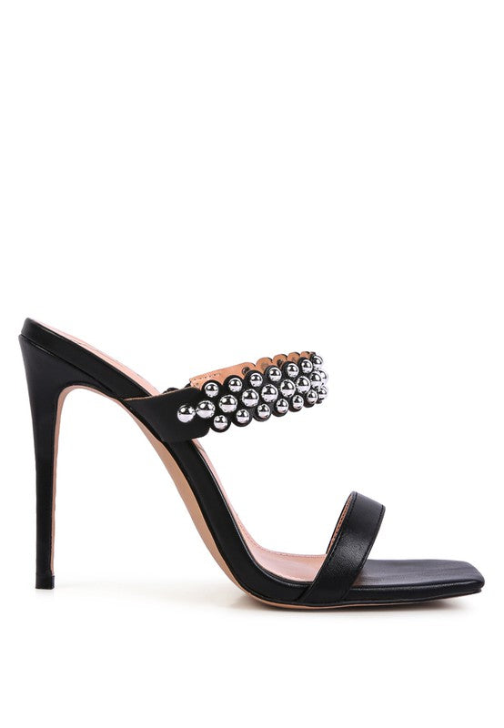 Bandy Stieletto Heel Metal Stud Sandals - Tigbul's Variety Fashion Shop