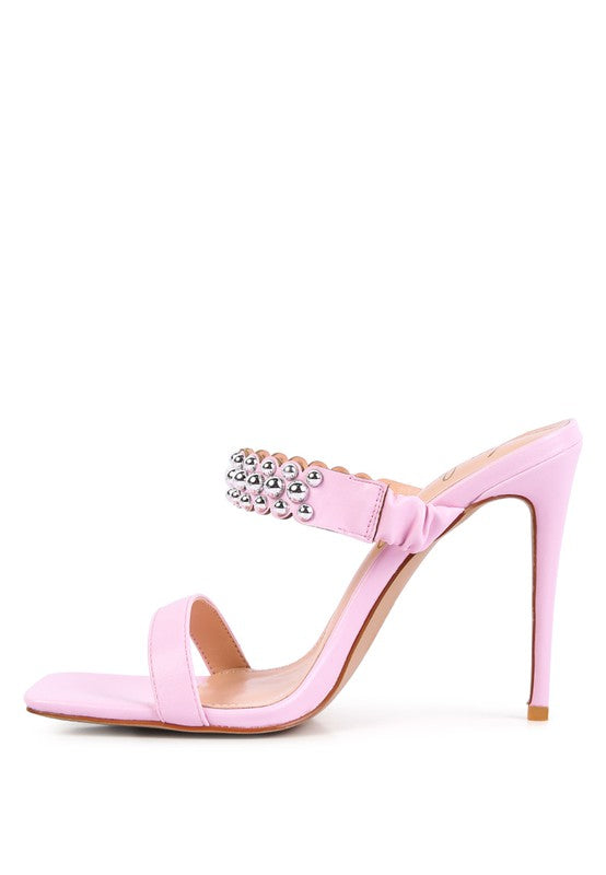 Bandy Stieletto Heel Metal Stud Sandals - Tigbul's Variety Fashion Shop