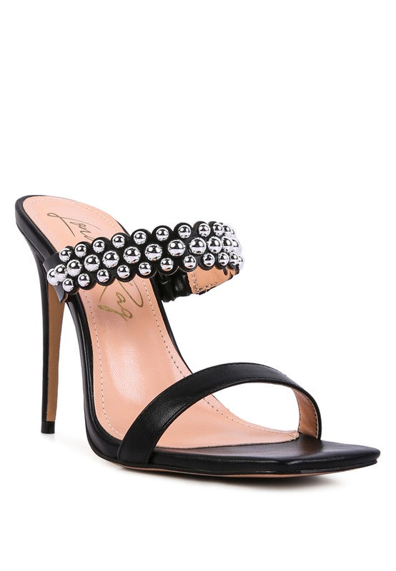 Bandy Stieletto Heel Metal Stud Sandals - Tigbul's Variety Fashion Shop