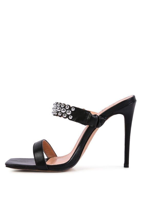 Bandy Stieletto Heel Metal Stud Sandals - Tigbul's Variety Fashion Shop