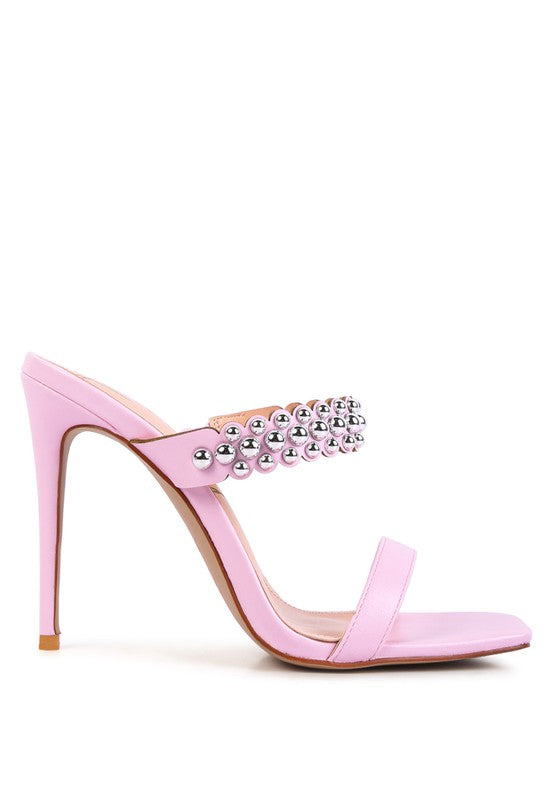 Bandy Stieletto Heel Metal Stud Sandals - Tigbul's Variety Fashion Shop