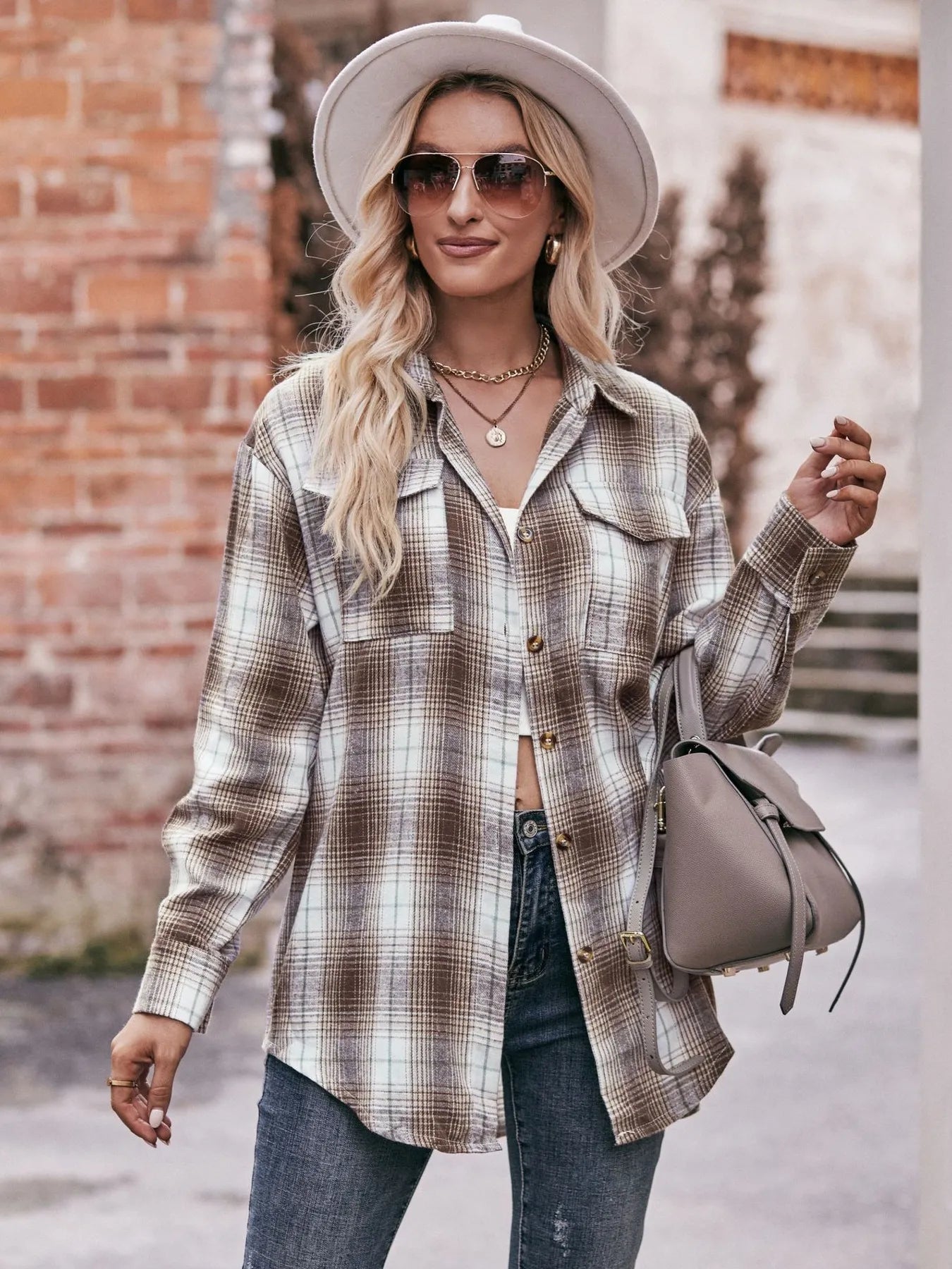 Plaid Button-Down Long Sleeve Shirt - Tigbul's Variety Fashion Shop