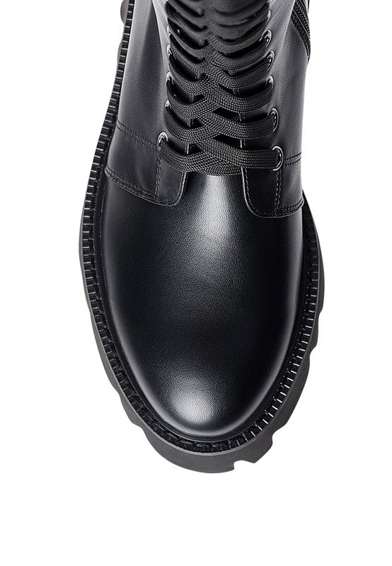 MAD MOOD CHUNKY WHITE LACE-UP ANKLE BOOT - Tigbul's Variety Fashion Shop