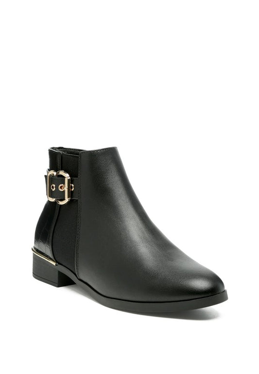 FROTHY BUCKLED ANKLE BOOT WITH CROC DETAIL - Tigbul's Variety Fashion Shop