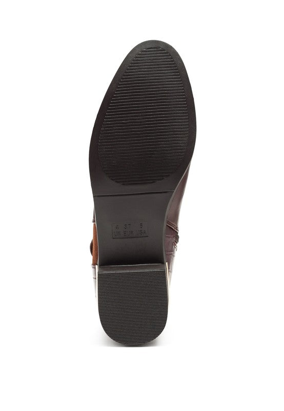 FROTHY BUCKLED ANKLE BOOT WITH CROC DETAIL - Tigbul's Variety Fashion Shop