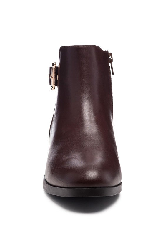 FROTHY BUCKLED ANKLE BOOT WITH CROC DETAIL - Tigbul's Variety Fashion Shop