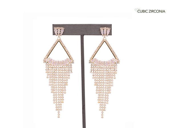 Cubic Zirconia Chandelier Earrings - Tigbul's Variety Fashion Shop