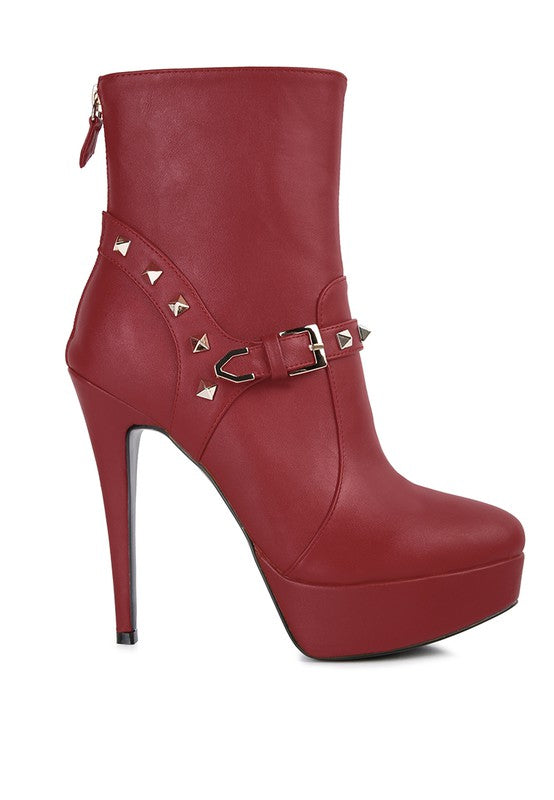 DEJANG Metal Stud faux Leather Ankle Boot - Tigbul's Variety Fashion Shop