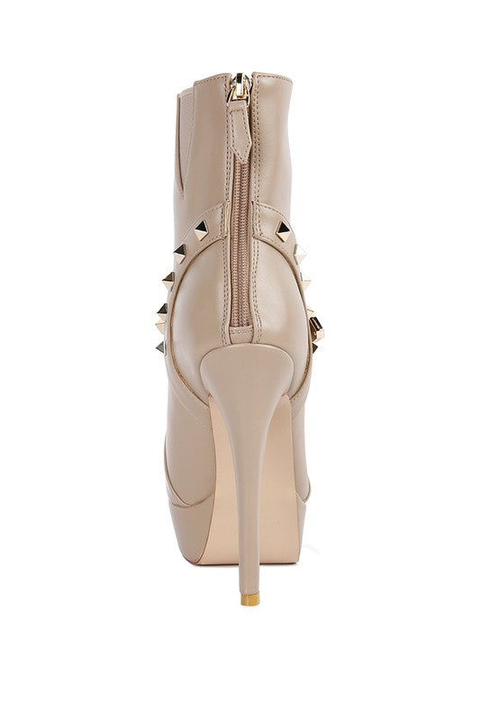 DEJANG Metal Stud faux Leather Ankle Boot - Tigbul's Variety Fashion Shop