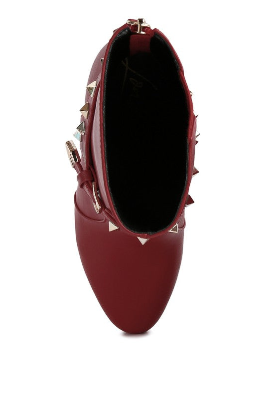 DEJANG Metal Stud faux Leather Ankle Boot - Tigbul's Variety Fashion Shop