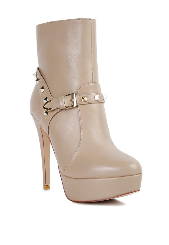 DEJANG Metal Stud faux Leather Ankle Boot - Tigbul's Variety Fashion Shop