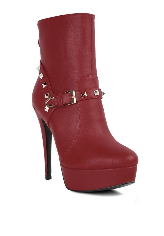 DEJANG Metal Stud faux Leather Ankle Boot - Tigbul's Variety Fashion Shop