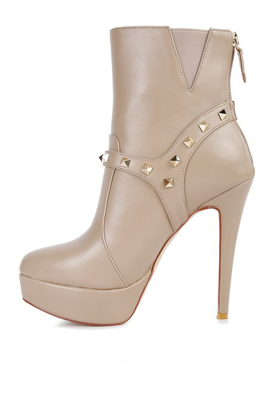 DEJANG Metal Stud faux Leather Ankle Boot - Tigbul's Variety Fashion Shop