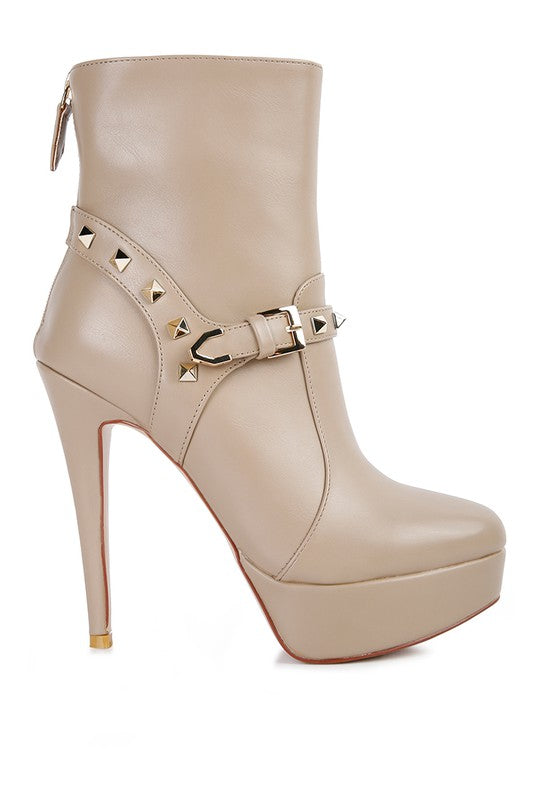 DEJANG Metal Stud faux Leather Ankle Boot - Tigbul's Variety Fashion Shop