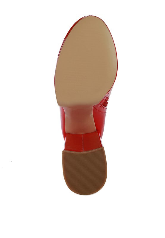 VINKELE Patent PU Platform Heeled Calf Boots - Tigbul's Variety Fashion Shop