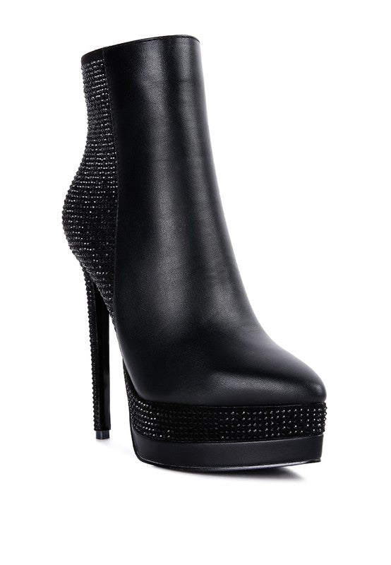 ENCANTO Diamante Set High Heeled Ankle Boot - Tigbul's Variety Fashion Shop
