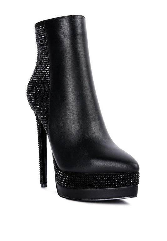 ENCANTO Diamante Set High Heeled Ankle Boot - Tigbul's Variety Fashion Shop
