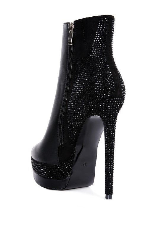ENCANTO Diamante Set High Heeled Ankle Boot - Tigbul's Variety Fashion Shop