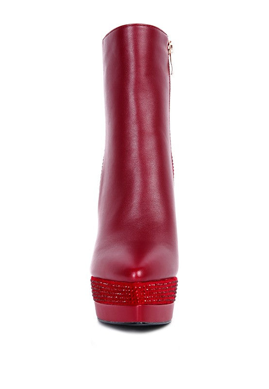 ENCANTO Diamante Set High Heeled Ankle Boot - Tigbul's Variety Fashion Shop