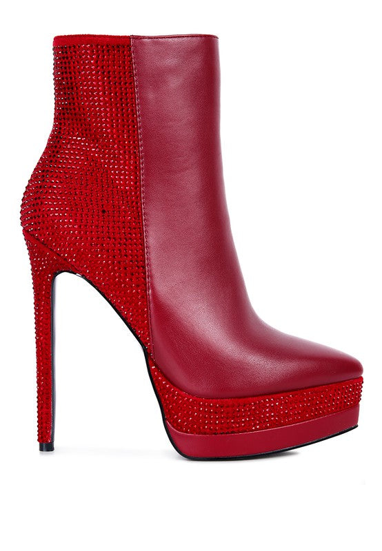 ENCANTO Diamante Set High Heeled Ankle Boot - Tigbul's Variety Fashion Shop