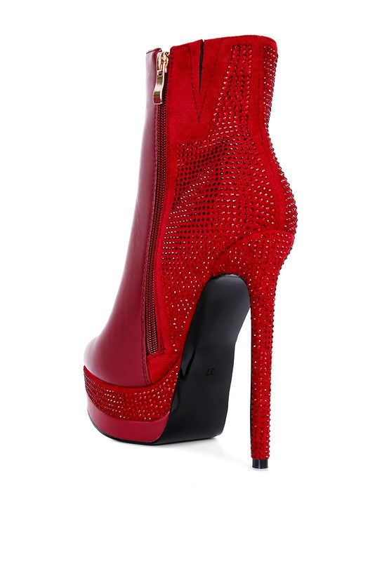 ENCANTO Diamante Set High Heeled Ankle Boot - Tigbul's Variety Fashion Shop