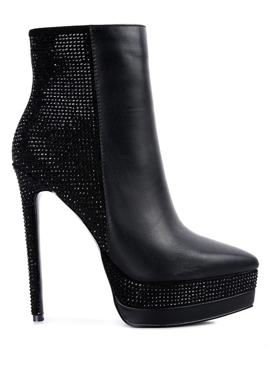 ENCANTO Diamante Set High Heeled Ankle Boot - Tigbul's Variety Fashion Shop