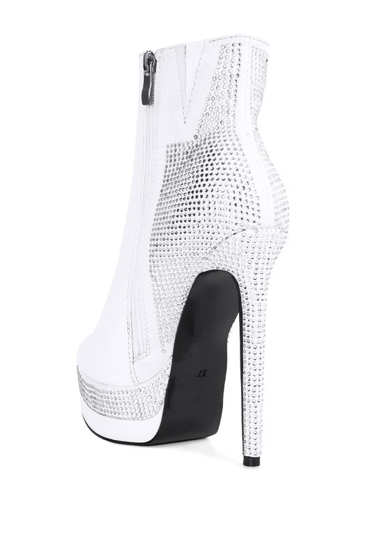 ENCANTO Diamante Set High Heeled Ankle Boot - Tigbul's Variety Fashion Shop