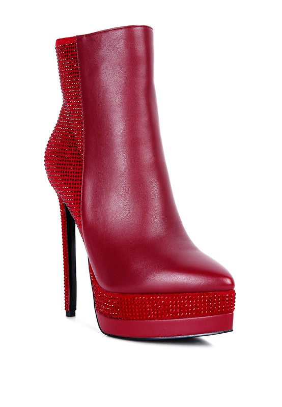 ENCANTO Diamante Set High Heeled Ankle Boot - Tigbul's Variety Fashion Shop