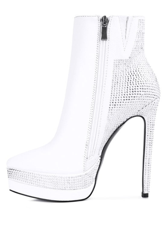 ENCANTO Diamante Set High Heeled Ankle Boot - Tigbul's Variety Fashion Shop