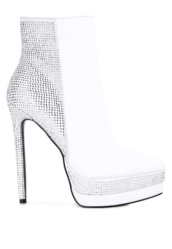 ENCANTO Diamante Set High Heeled Ankle Boot - Tigbul's Variety Fashion Shop
