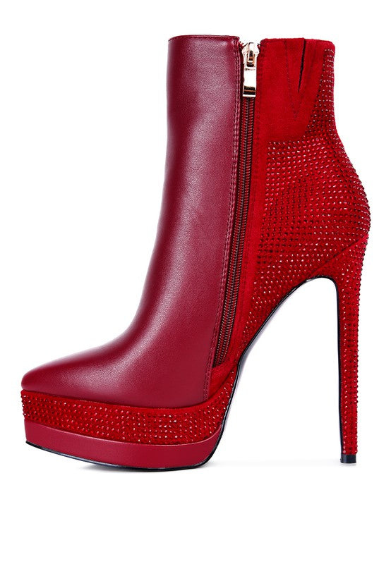 ENCANTO Diamante Set High Heeled Ankle Boot - Tigbul's Variety Fashion Shop