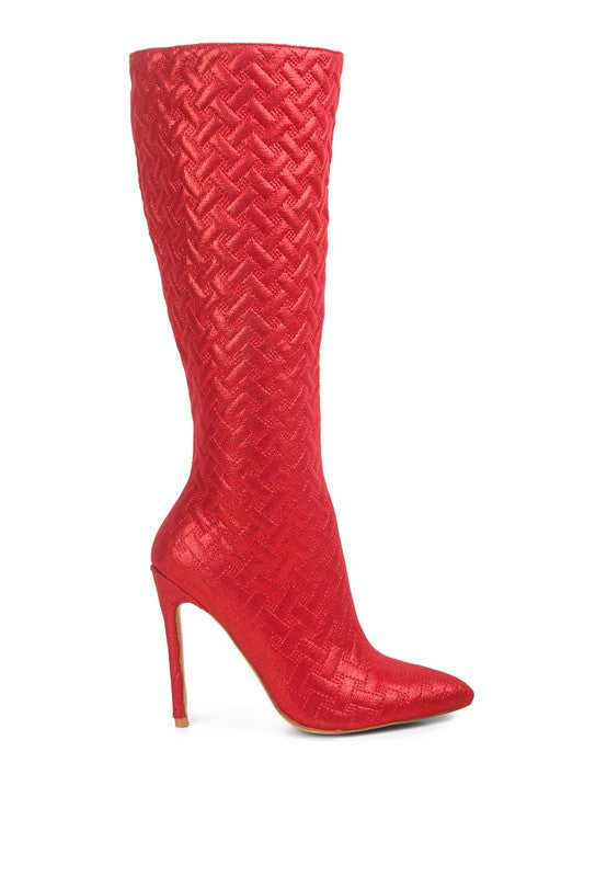 Tinkles Quilted High Heeled Calf Boots - Tigbul's Variety Fashion Shop