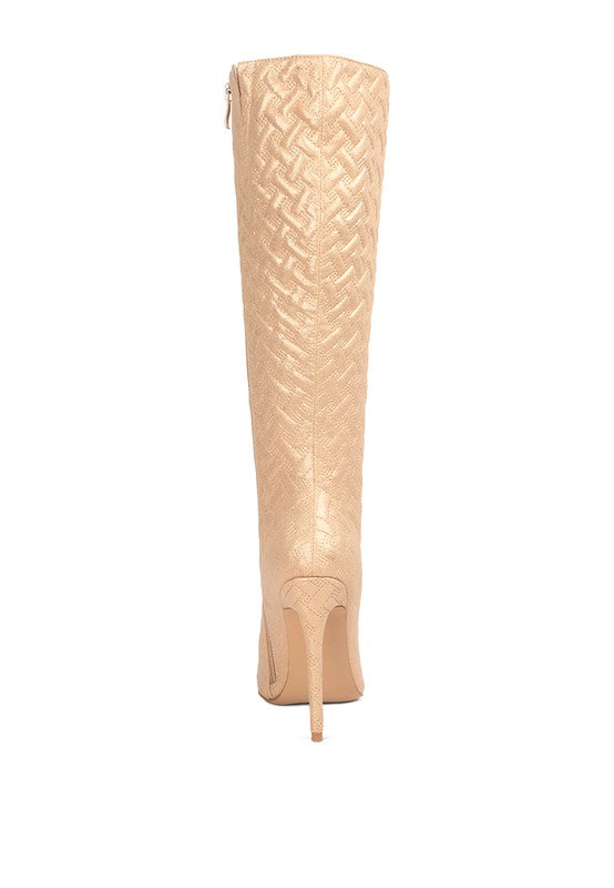 Tinkles Quilted High Heeled Calf Boots - Tigbul's Variety Fashion Shop