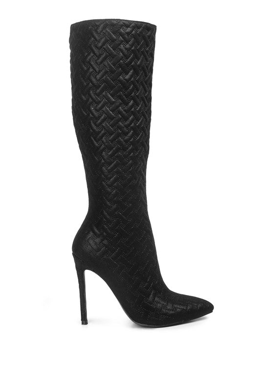 Tinkles Quilted High Heeled Calf Boots - Tigbul's Variety Fashion Shop