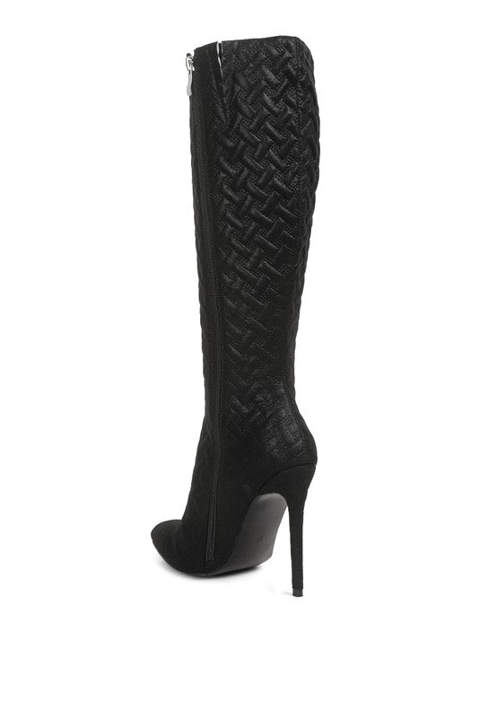 Tinkles Quilted High Heeled Calf Boots - Tigbul's Variety Fashion Shop