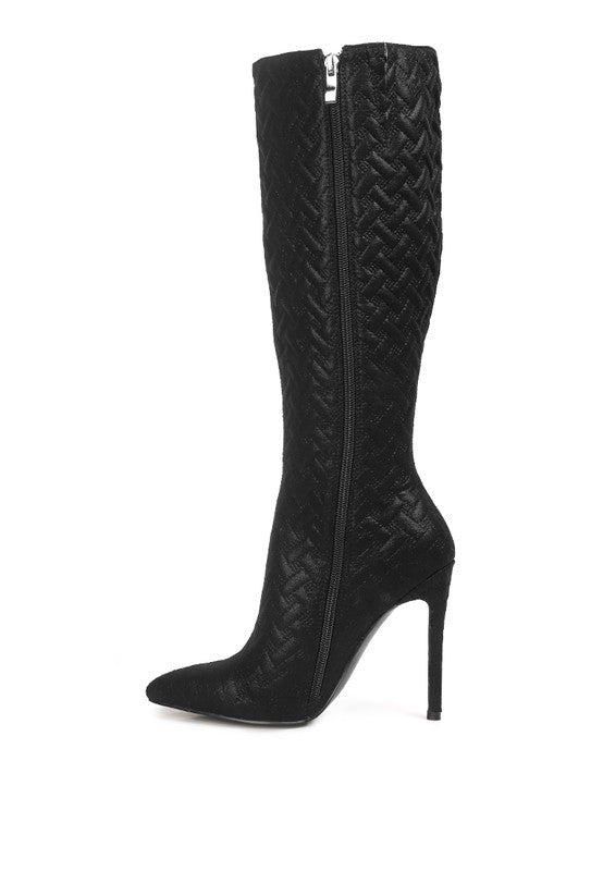 Tinkles Quilted High Heeled Calf Boots - Tigbul's Variety Fashion Shop