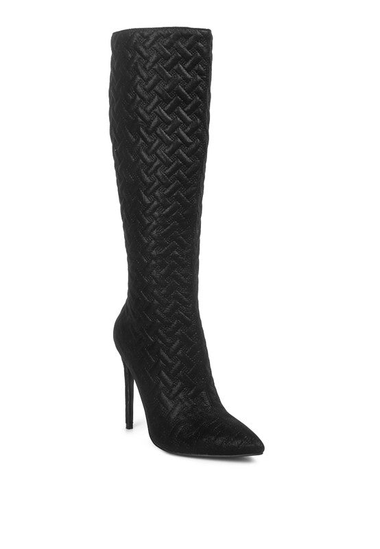 Tinkles Quilted High Heeled Calf Boots - Tigbul's Variety Fashion Shop